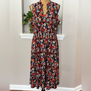 Anne Klein EUC botanical floral sleeveless Jenna dress size 14